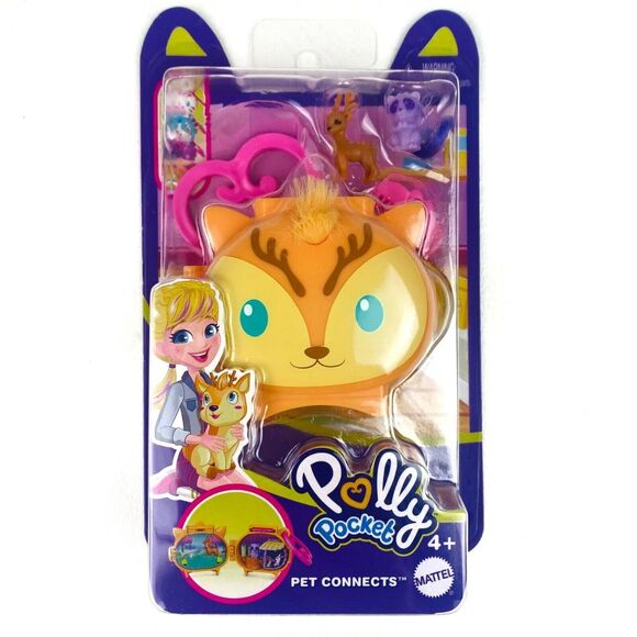 Polly Pocket Pet Connects Mini 2" Compact Deer & Raccoon New On Card 2020 - Picture 1 of 4